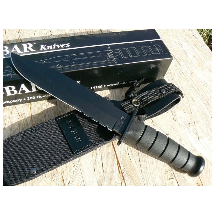 Ka-Bar Black Fighter Couteau de combat Acier 1095 Manche kraton Couteau KABAR made In USA KA1271 - Livraison Gratuite