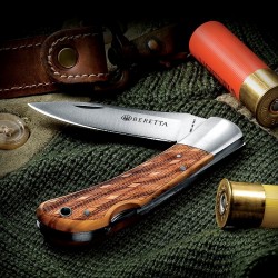 Couteau Beretta Checkered EDC Lame Acier 440 Manche Bois Lockback Made In Italy BE125IOLP - Livraison Gratuite