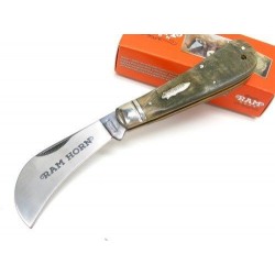 Couteau Serpette Vendange Vannerie Acier Carbone/Inox Manche Corne Bélier MR364 - Livraison Gratuite