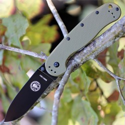 Couteau ESEE Avispa Black D2 Lame Acier D2 Manche FRN OD Green Frame Lock BRK1302ODB - Livraison Gratuite