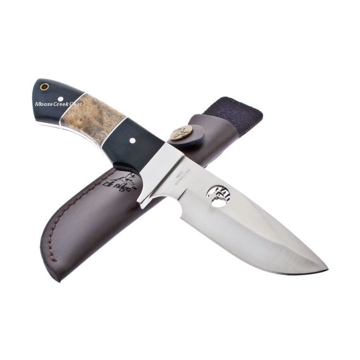 Couteau de Chasse Elk Ridge Hunter Manche en bois différents Acier 440 Housse Cuir ER073 - Livraison Gratuite