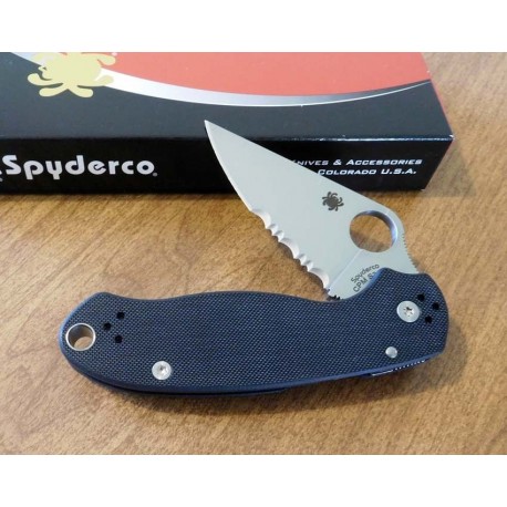 Couteau Spyderco Para Military 3 Lame Acier CPM S30V Serr Manche G-10 Made USA SC223GPS - Livraison Gratuite