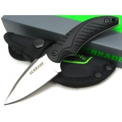 Couteau EDC Schrade Bushcraft Lame Acier 7Cr17MoV Manche TPR Etui Nylon SCHF66 - Livraison Gratuite