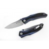 Couteau Real Steel E802 Horus Black/Blue Lame Acier 14C28N Manche G-10 RS7432 - Livraison Gratuite