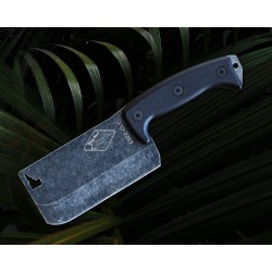 Couteau Couperet Esee Expat Cleaver Lame Acir Carbone 1095 Manche G-10 Etui Cuir Made In USA ESCL1 - Livraison Gratuite