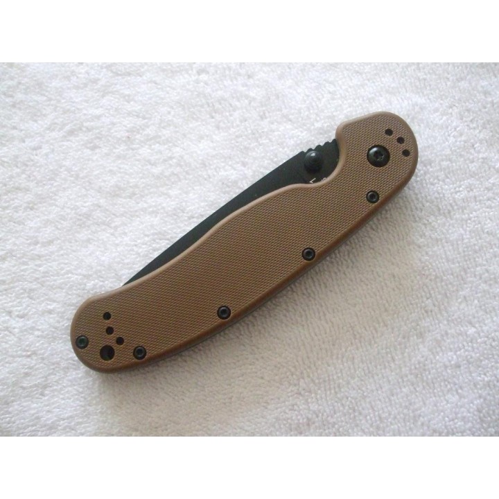 Couteau Ontario RAT 1 Tactical Manche Coyote Brown Lame Combo Acier AUS-8 ON8847CB - Livraison Gratuite