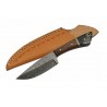 Couteau Damas Skinner Lame Acier 256 Couches Manche Walnut/Horn Etui Cuir DM1123HN - Livraison Gratuite