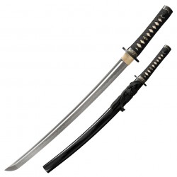 Sabre de Samourai Cold Steel Gold Lion Wakishashi Acier Damas Manche Peau de Raie Etui Bois CS88ABW - Livraison Gratuite