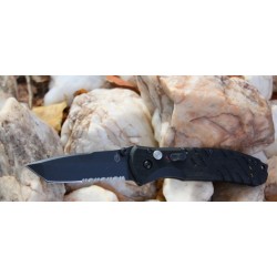 Couteau Gerber Propel A/O Tanto Serrat Lame Acier 420HC Manche Black G-10 Made USA G0840 - Livraison Gratuite