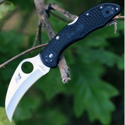 Couteau Spyderco Tasman Salt 2 Hawkbill Salt Lame Acier H1 Manche Black FRN Made Japan SC106PBK2 - Livraison Gratuite