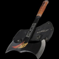 Hache Tomahawk Estwing Black Eagle Double Bit Axe Acier Forgé Manche Cuir Etui Nylon Made USA ESEDBA - Livraison Gratuite