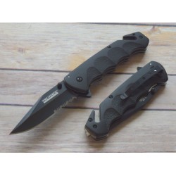 Lot de 2 Couteau Tactical Urban A/O Acier 440 Serr Manche Alum Brise Vitres TF499BD - Livraison Gratuite