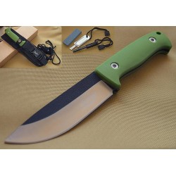 Couteau Elk Ridge Bushcraft Survie Acier 440 Manche FRN Green Etui Nylon Affuteur Fire Starter ER555GN - Livraison Gratuite