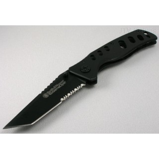 Couteau SMITH&WESSON S&W Extreme Ops Acier 440c Serrat  Cran d'arret Black tanto SW10HBS - LIVRAISON GRATUITE