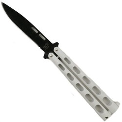 Couteau Papillon Balisong Butterfly Bear & Son Carbon 1095 Manche Zinc Made USA BC115W - Livraison Gratuite