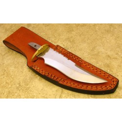 Lot de 2 Lames de Couteau à Customiser Drop Blade Acier Carbone Dos Guilloché + Etui Cuir BLSOB6 - Livraison Gratuite