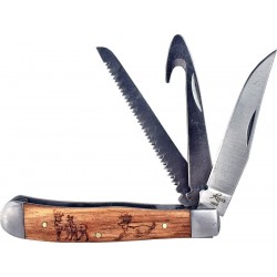 Couteau de Chasse 3 Lames Roper Knives Trapper Acier Carbone 1065 Manche Bois RP0098ZWD - Livraison Gratuite