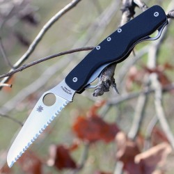 Couteau Spyderco ClipiTool Rescue Lame Acier 8Cr13MoV Serr Manche G-10 SC209GS - Livraison Gratuite