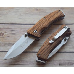 Couteau Gentleman Farmer Elk Ridge A/O Lame Acier Inox Manche Bois Linerlock Clip ERA936ZW - Livraison Gratuite