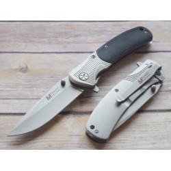 Couteau de Gentleman Mtech Lame Acier Inox Manche Bois Framelock Clip MT996BK - Livraison Gratuite