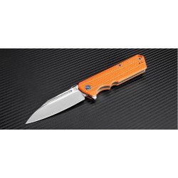 Couteau Artisan Littoral Lame Acier D2 Manche Orange G-10 Linerlock Clip Pivot Céramique ATZ1703POE - Livraison Gratuite