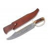 Couteau Rough Rider Gold Star Bowie Lame Damas 256 Couches Manche Bois de Cerf Etui Cuir RR1942 - Livraison Gratuite