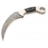 Couteau Damas Karambit 256 Couches Manche Corne Etui Cuir DM1177 - Livraison Gratuite