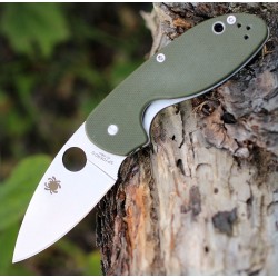 Couteau Spyderco Efficient Lame Acier 8Cr13MoV Plain Manche Green G-10 SC216GPGR - Livraison Gratuite