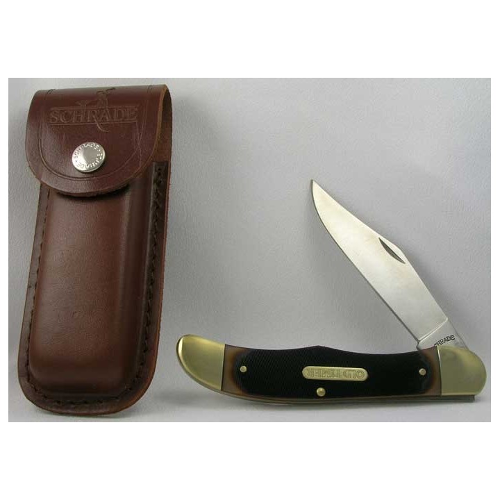 Couteau Schrade Old Timer Mustang Acier Carbone + Etui Cuir SCH125OT - Livraison Gratuite