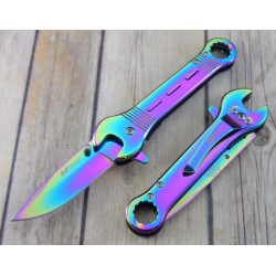 Lot de 2 Couteau Mtech Spectrum Wrench A/O Manche Acier Lame Acier 3Cr13 Linerlock MTA1047RB - Livraison Gratuite