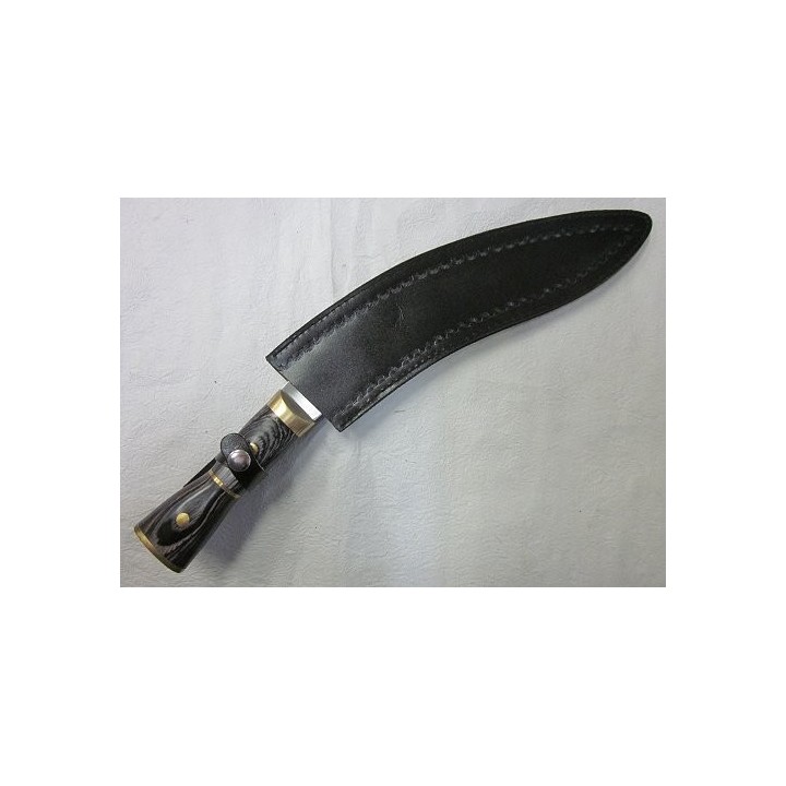 VERITABLE COUTEAU CHASSE GRAND KUKRI Acier 440 Manche Bois Etui Cuir PA324717 - Livraison Gratuite