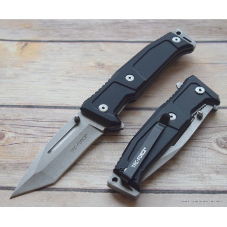 Couteau Tac Force Military A/O Lame Tanto Acier 3Cr13 Manche Aluminium Linerlock Clip TF969BK - Livraison Gratuite