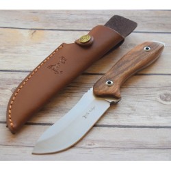 Couteau de Chasse Rando Elk Ridge Lame Acier 3Cr13 Manche Bois Etui Simili Cuir ER20003RW - Livraison Gratuite