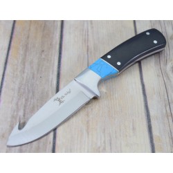 Couteau de Chasse Pêche Elk Ridge Lame Guthook Acier Inox Manche Bois/Pierre Etui Nylon ER20008BL - Livraison Gratuite