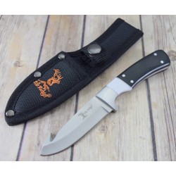 Couteau de Chasse Pêche Elk Ridge Lame Guthook Acier Inox Manche Bois/Pierre Etui Nylon ER20008WH - Livraison Gratuite