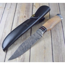 Couteau Puukko Elk Ridge Lame Acier 3Cr13 Manche Bois Etui Simili Cuir ER20014MP - Livraison Gratuite