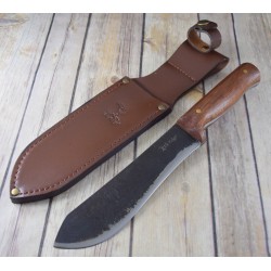 Couteau Elk Ridge Bushcraft Lame Acier Carbone 65mn Manche Cerisier Etui Simili Cuir ER20012L - Livraison Gratuite