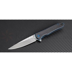 Couteau Artisan Shark Lame Acier D2 Manche Fibre de Carbone Linerlock Clip Pivot Céramique ATZ1707PSCF - Livraison Gratuite