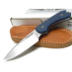Couteau Bradford Knives Guardian 3 EDC Black/Blue Lame Acier N690 Manche G-10 Etui Cuir Made In USA BRAD04 - Livraison Gratuite