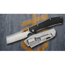 Couteau Gerber Flatiron Cleaver Lame Acier 7Cr17MoV Manche Aluminium Framelock Clip G3518 - Livraison Gratuite