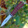 Couteau Bradley Kimura Balisong Butterfly Lame Acier 154CM Manche Red G-10 USA BCC904 - Livraison Gratuite