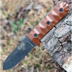 Couteau ESEE Camp-Lore PR4 Lame Acier Carbone 1095 Manche Micarta Etui Cuir Made In USA ESPR4BO - Livraison Gratuite