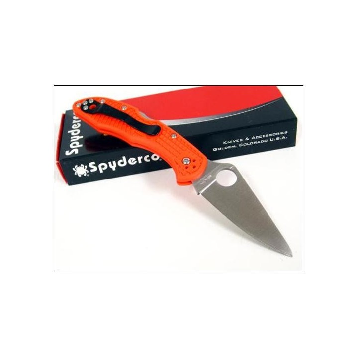 Couteau Spyderco Delica Flat Ground Orange Acier VG-10 Manche FRN Made In Japan SC11FPOR - Livraison Gratuite