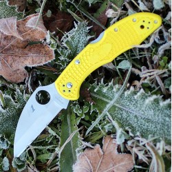 Couteau Spyderco Salt 2 Yellow Lame Acier H1 Manche FRN Sécurité Lockback Made Japan SC88PWCYL2 - Livraison Gratuite