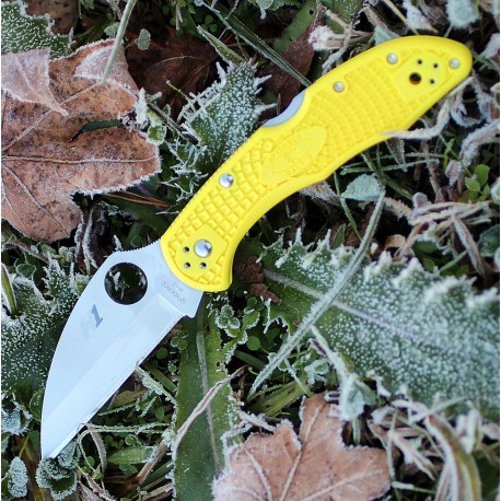 Couteau Spyderco Salt 2 Yellow Lame Acier H1 Manche FRN Sécurité Lockback Made Japan SC88PWCYL2 - Livraison Gratuite