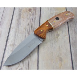 Couteau de Chasse Elk Ridge Lame Acier 3Cr13 Manche Bois Etui Simili Cuir ER20019DN - Livraison Gratuite