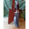 Couteau de Chasse Bowie Lame Acier Carbone Manche Os Etui Cuir RR2005 - Livraison Gratuite