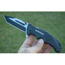 Couteau Tactical Tanto USMC Mtech A/O Lame Acier 3Cr13 Manche Aluminium USMA1058BK - Livraison Gratuite