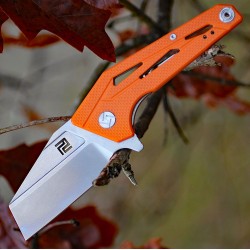 Couteau Artisan Ravine Orange G-10 Lame Acier D2 Manche G-10 Roulement à Billes ATZ1819POE - Livraison Gratuite