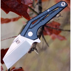 Couteau Artisan Ravine Fibre de Carbone Blue Lame Acier D2 Linerlock Clip de Poche ATZ1819PCFB - Livraison Gratuite